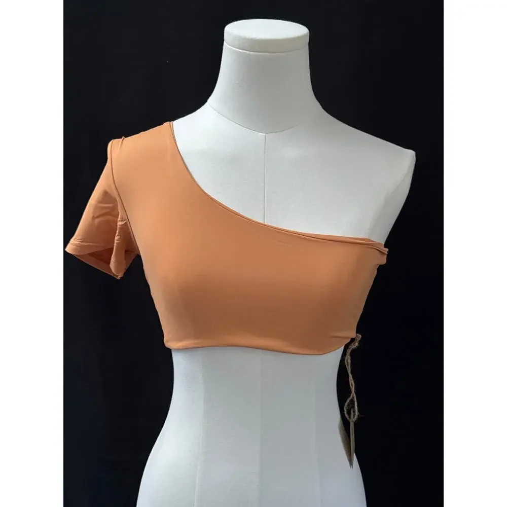 FP Toast Swim One Shoulder Crop Swim Top Sandstone Sz SM